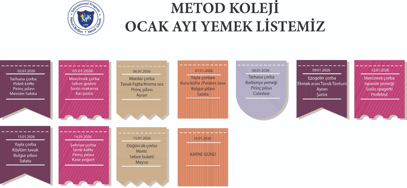 Yemek Listesi - Ocak 2026